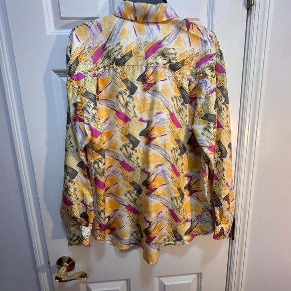 Silk House 100% silk size large abstract button down shirt - Picture 5 of 6